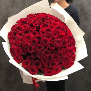 Большой букет 101 красная роза с упаковкой